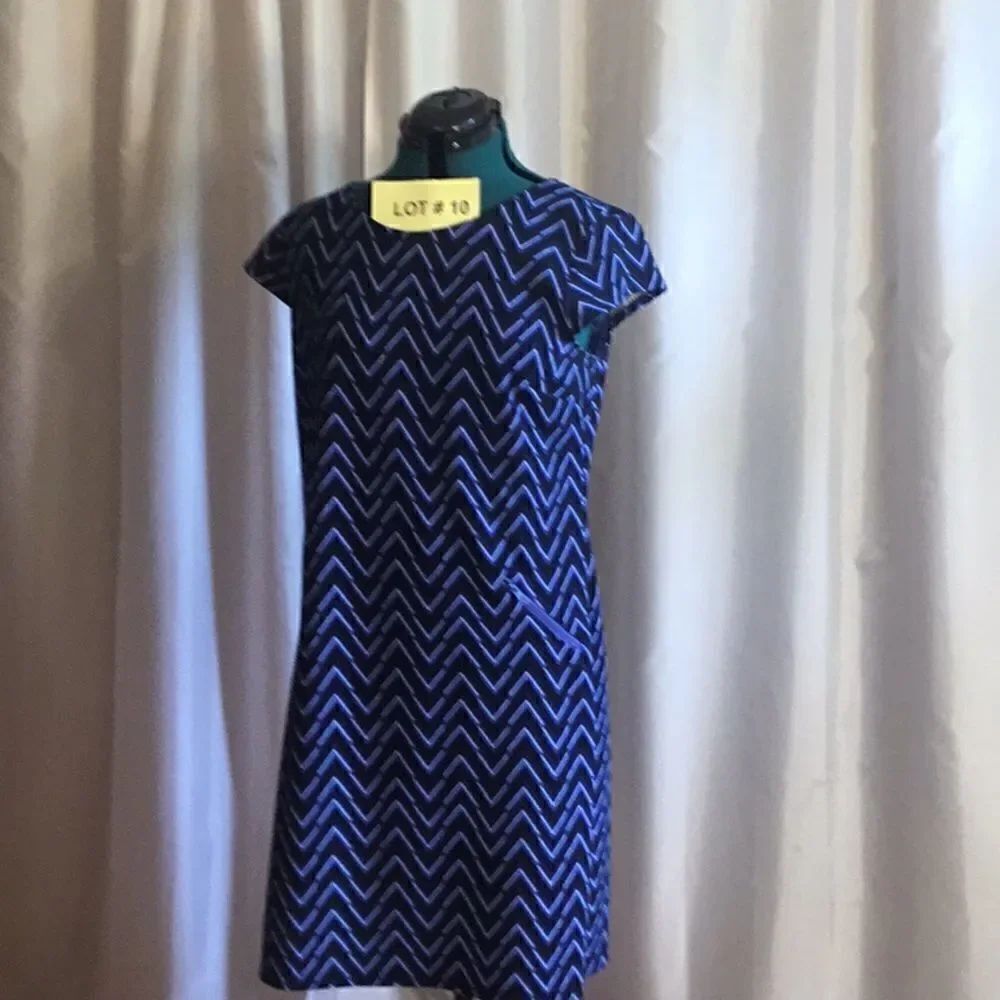 Poly blend pull on style dress in large chevron